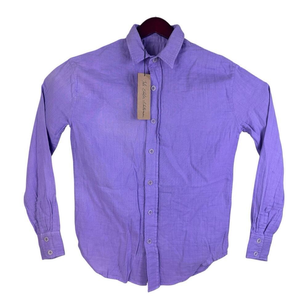 The Elder Statesman Long Sleeve Shirt Men’s XS/Small Purple Cotton Gauze Pocket